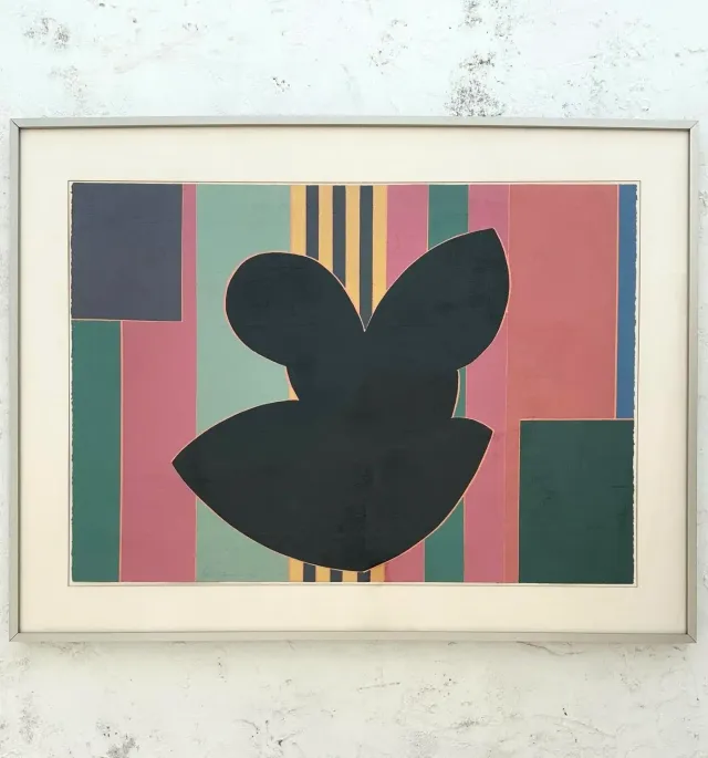 Vintage Geometric Block Print on Paper Signed by Sidney Guberman — additional photo 4