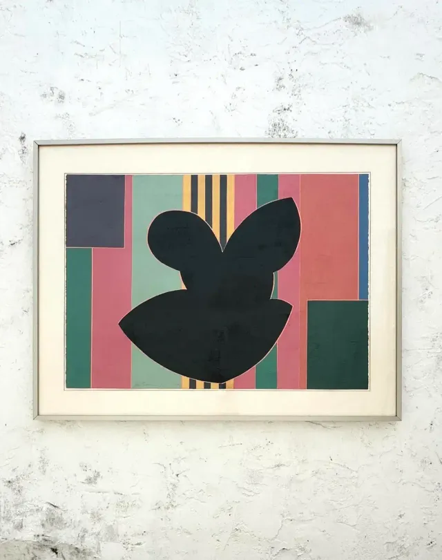 Vintage Geometric Block Print on Paper Signed by Sidney Guberman — additional photo 1