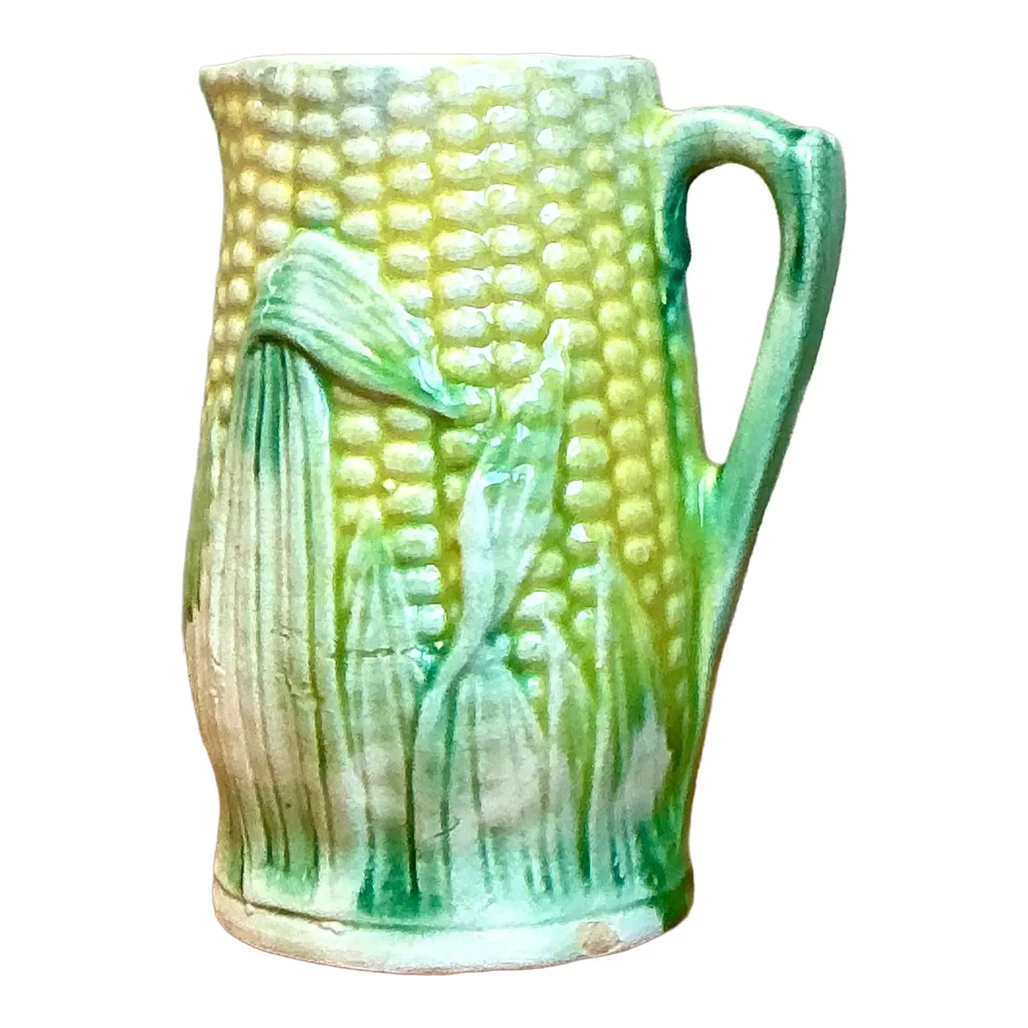 Vintage German Majolica Corn Cream Pitcher — additional photo 1