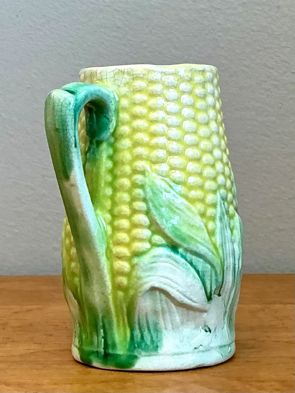 Vintage German Majolica Corn Cream Pitcher — additional photo 2