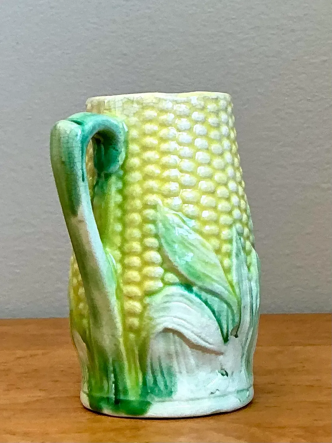 Vintage German Majolica Corn Cream Pitcher — additional photo 3