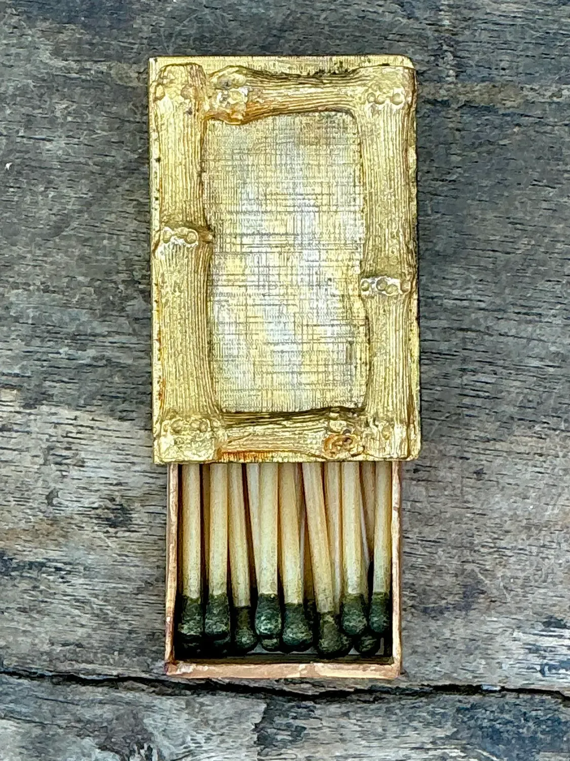 Vintage Gilt Bamboo Table Setting Personal Match Strikes - Set of 8 — additional photo 2