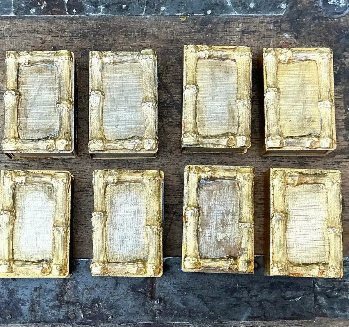 Vintage Gilt Bamboo Table Setting Personal Match Strikes - Set of 8 — additional photo 4