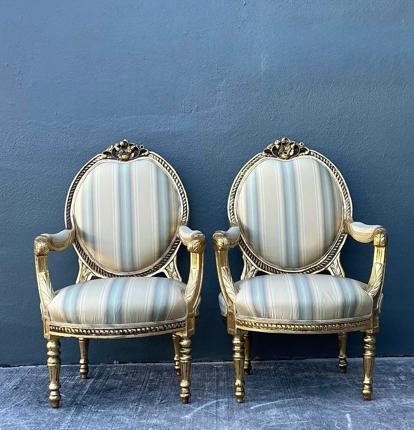 Vintage Gilt Medallion Fauteuil Chairs - A Pair — additional photo 8