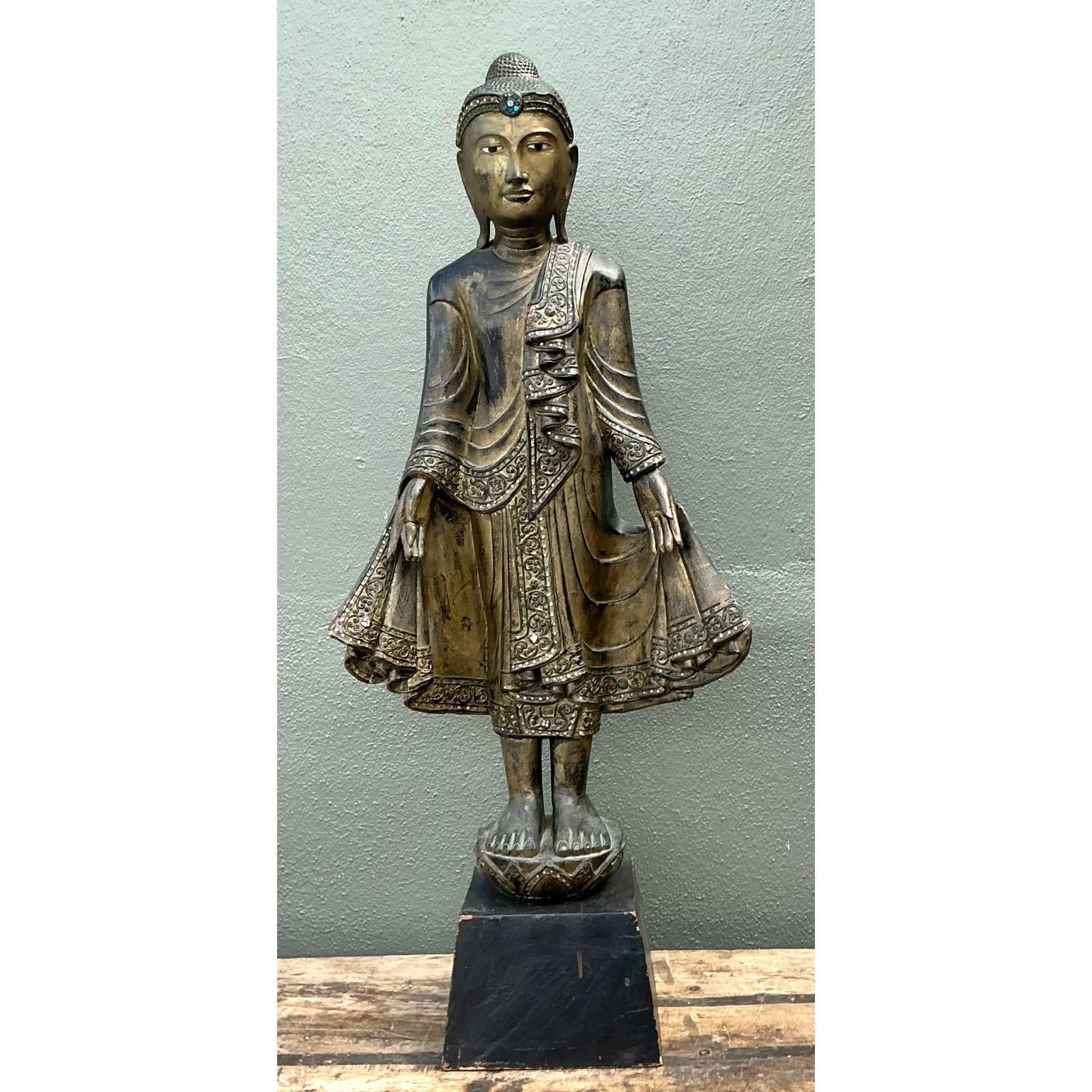 Vintage Gilt Tipped Bejeweled Buddah — additional photo 3