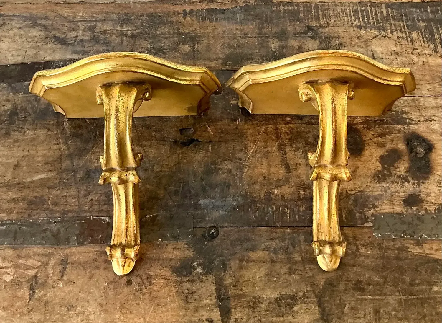 Vintage Gilt Tipped Wall Brackets - A Pair — additional photo 2