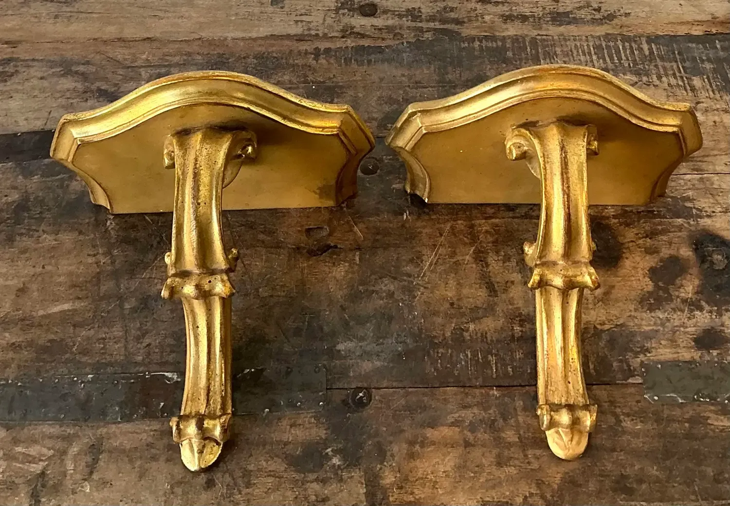 Vintage Gilt Tipped Wall Brackets - A Pair — additional photo 6