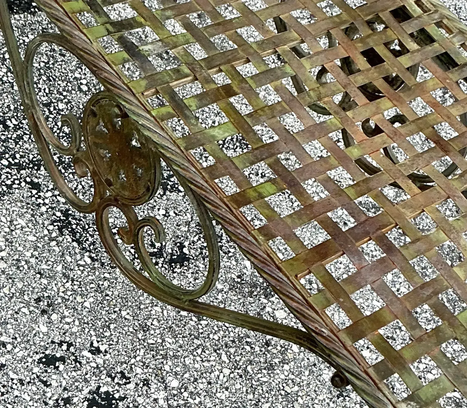 Vintage Gino Patinated Steel Scroll Bench
