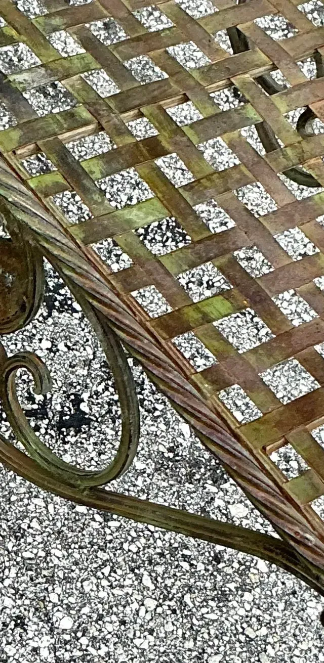 Vintage Gino Patinated Steel Scroll Bench