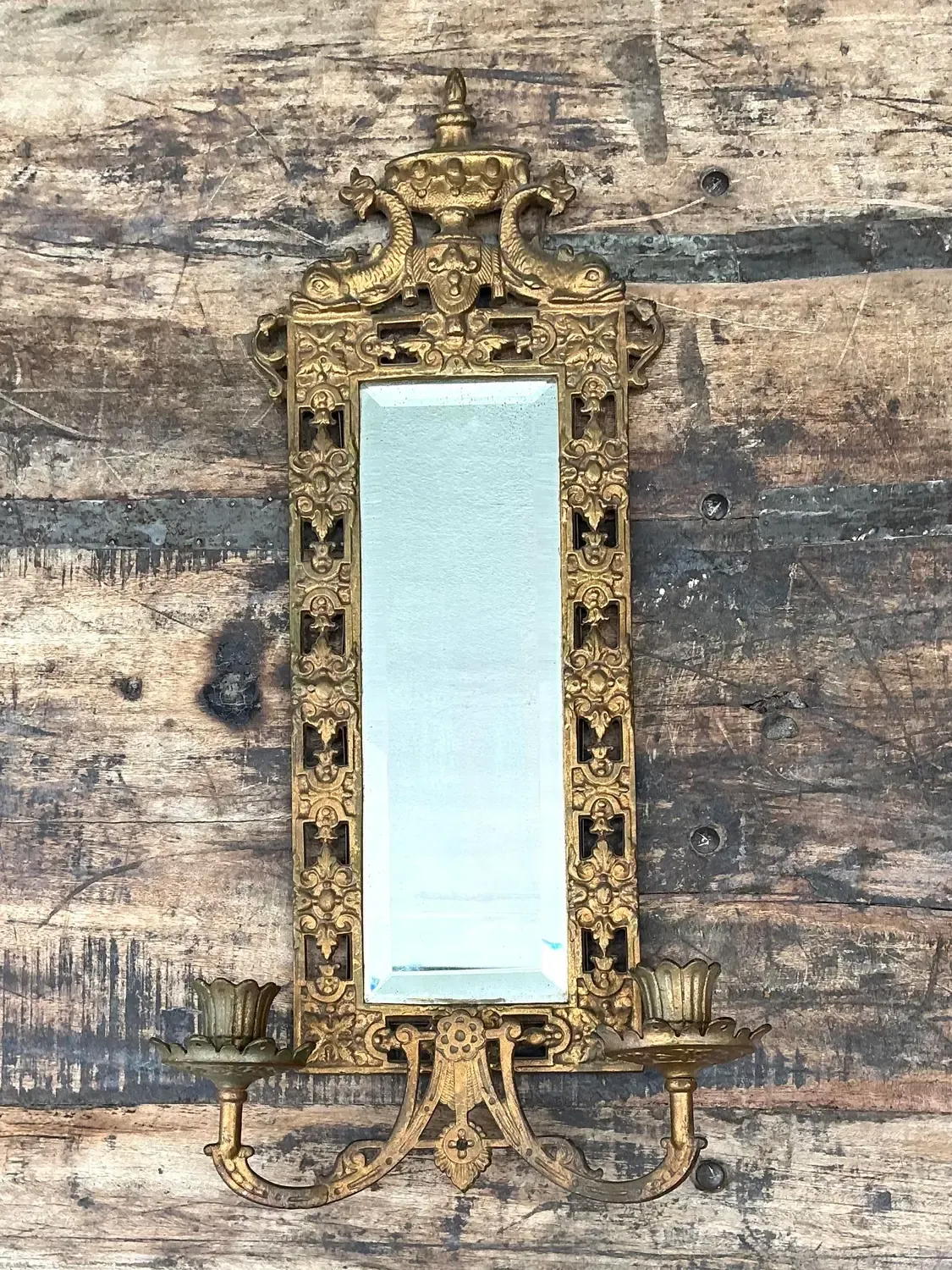 Vintage Girandole Gilt Bronze Candlestick Mirror — additional photo 2