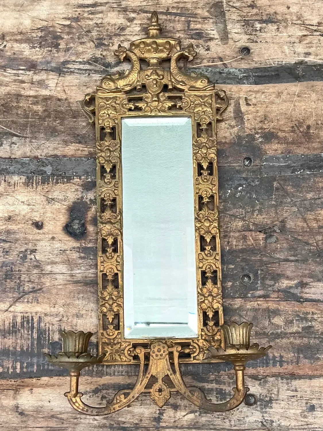 Vintage Girandole Gilt Bronze Candlestick Mirror — additional photo 4