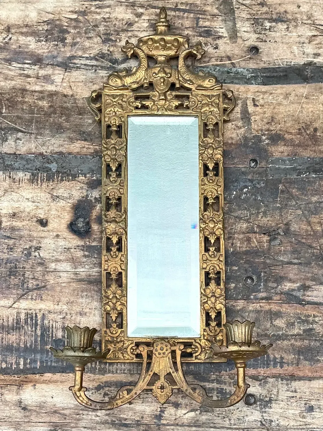 Vintage Girandole Gilt Bronze Candlestick Mirror — additional photo 6