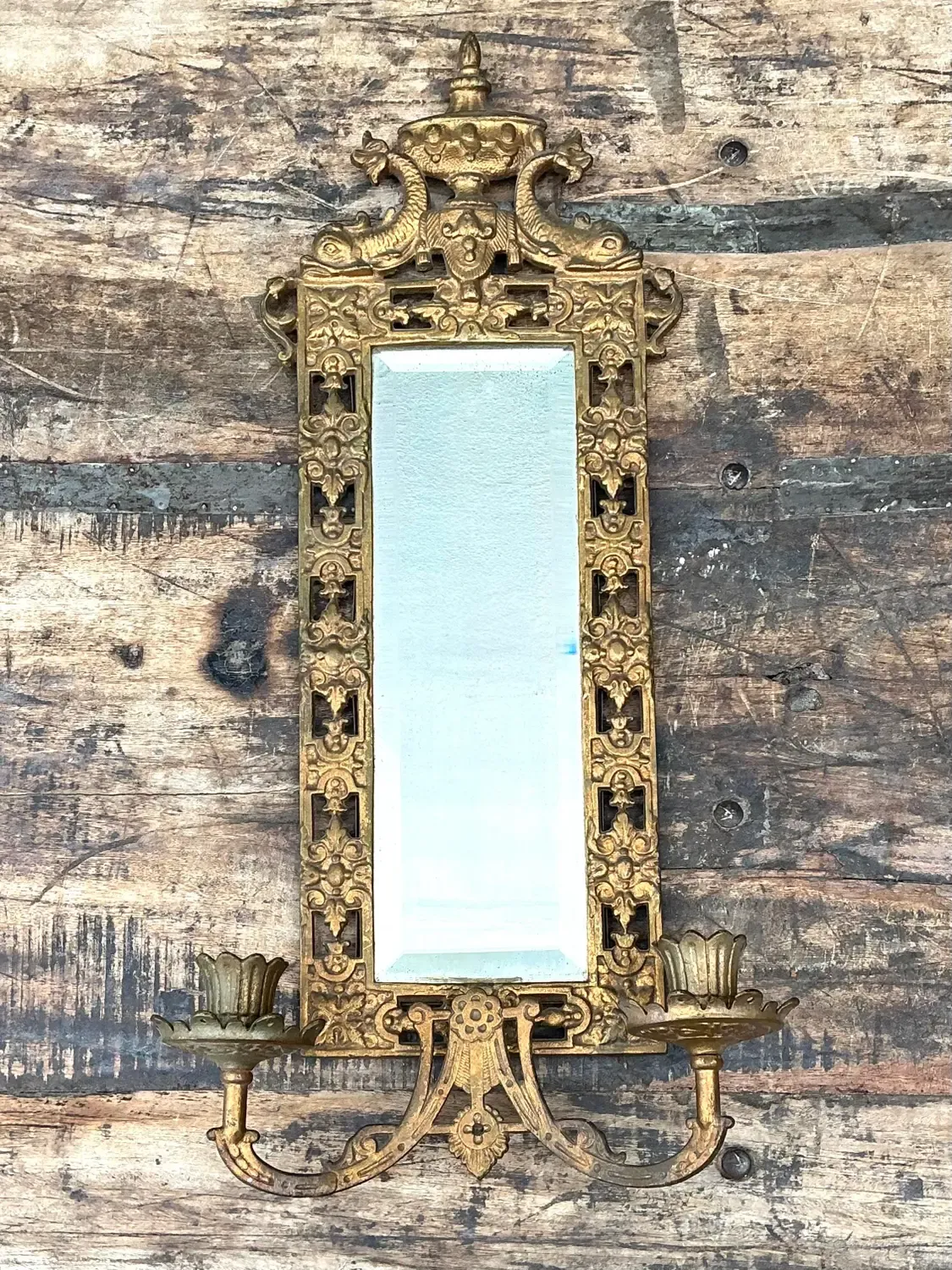 Vintage Girandole Gilt Bronze Candlestick Mirror — additional photo 8
