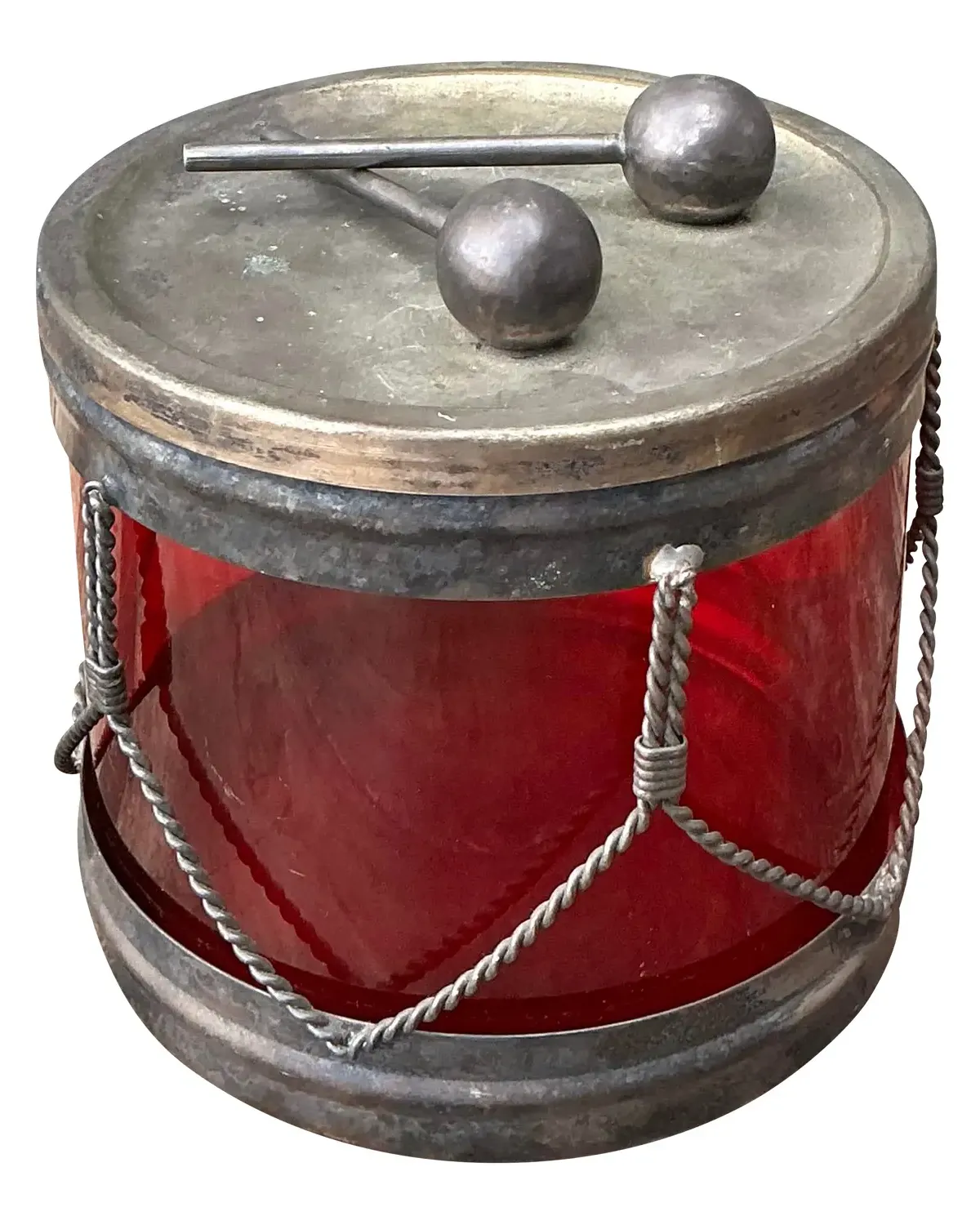 Vintage Glass Drum Lidded Jar