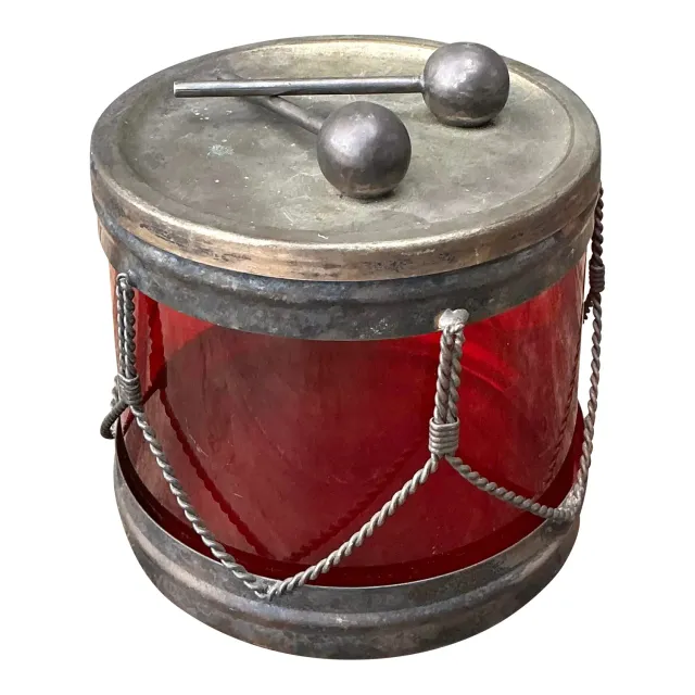 Vintage Glass Drum Lidded Jar — additional photo 1