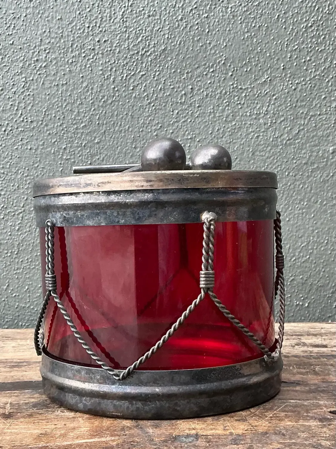 Vintage Glass Drum Lidded Jar — additional photo 3
