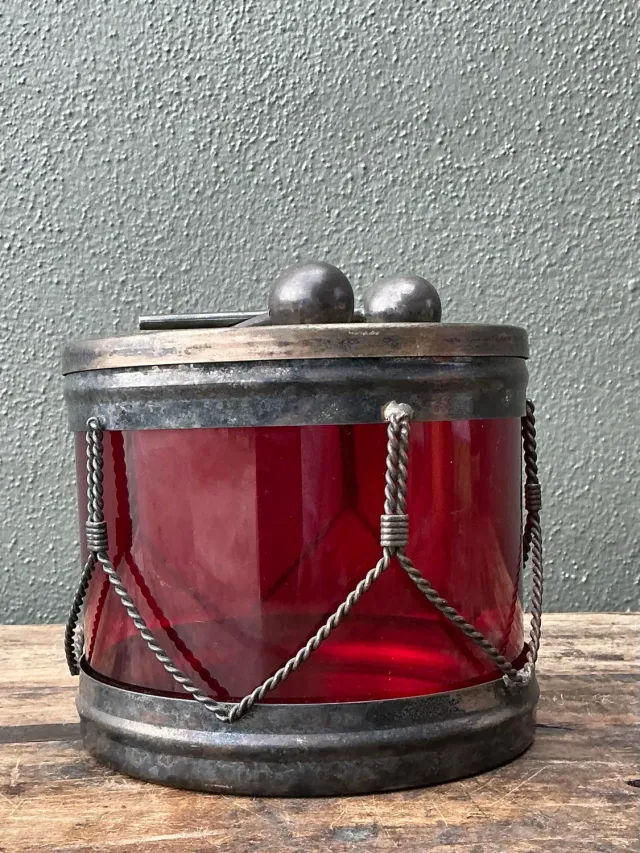 Vintage Glass Drum Lidded Jar — additional photo 4