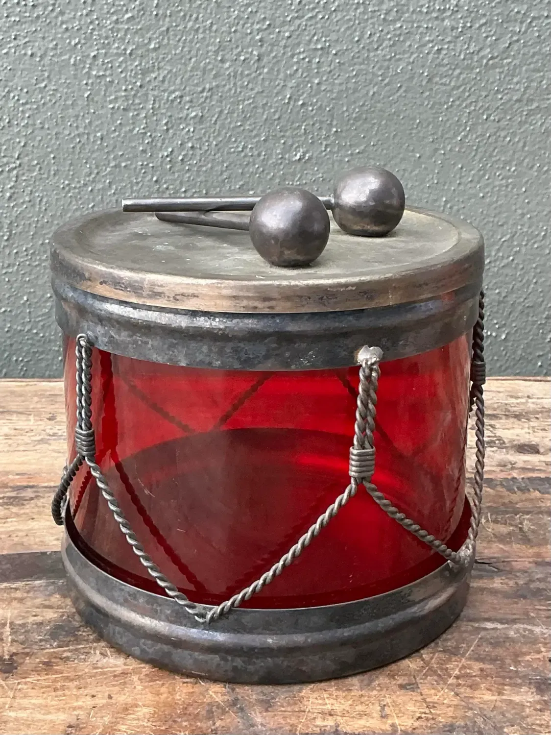 Vintage Glass Drum Lidded Jar — additional photo 5
