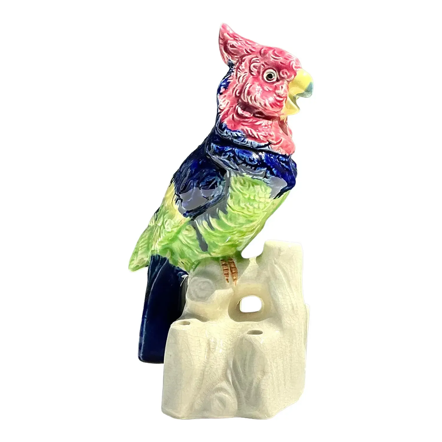 Vintage Glazed Ceramic Bird With Flower Frog — additional photo 1