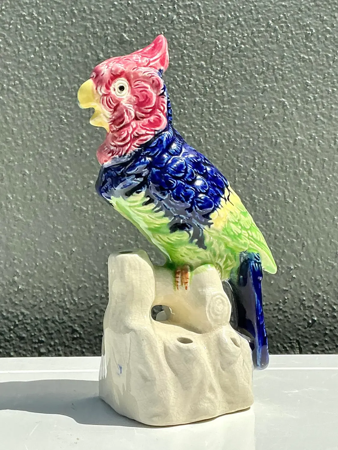 Vintage Glazed Ceramic Bird With Flower Frog — additional photo 4