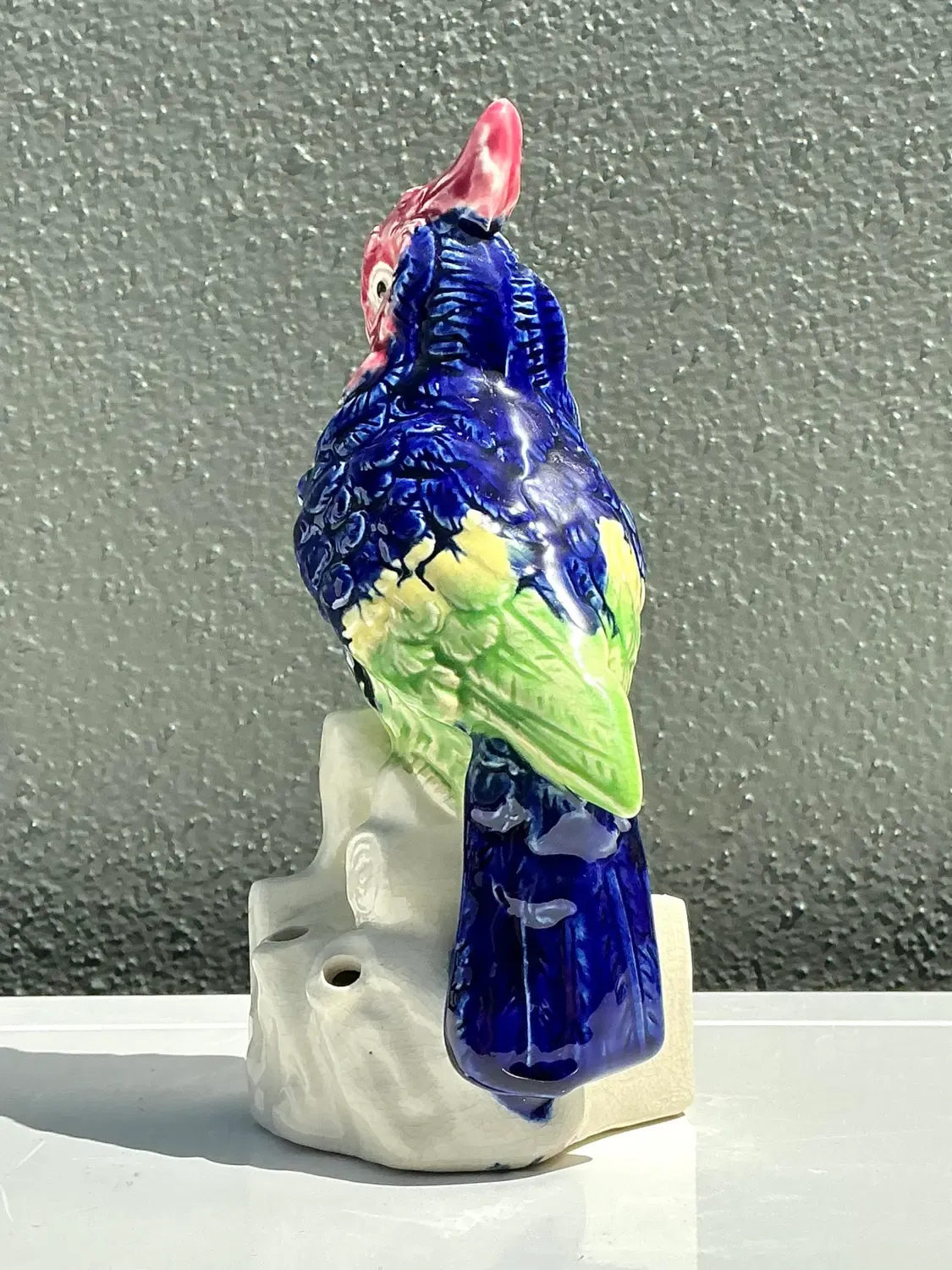 Vintage Glazed Ceramic Bird With Flower Frog — additional photo 5