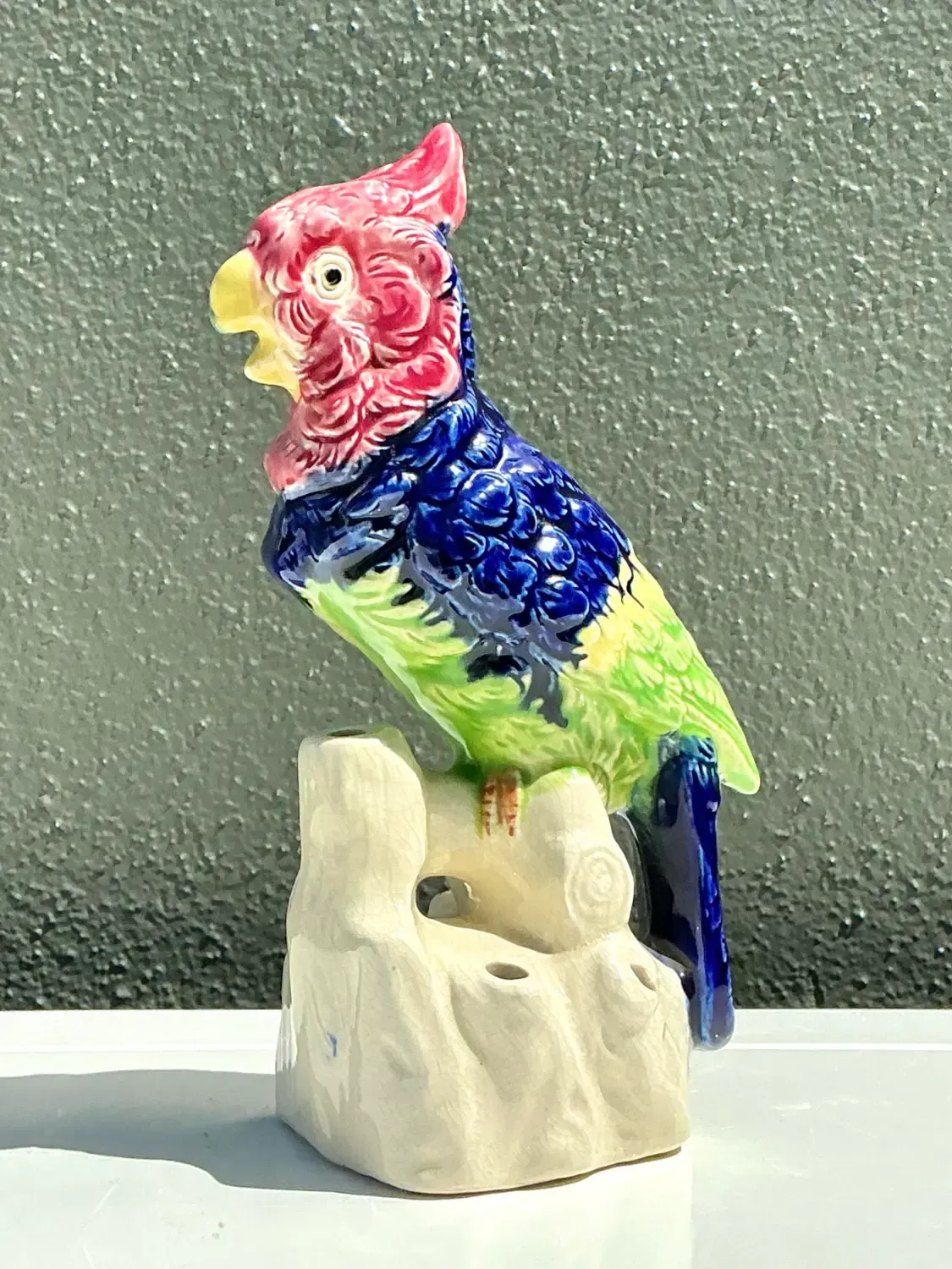 Vintage Glazed Ceramic Bird With Flower Frog — additional photo 6