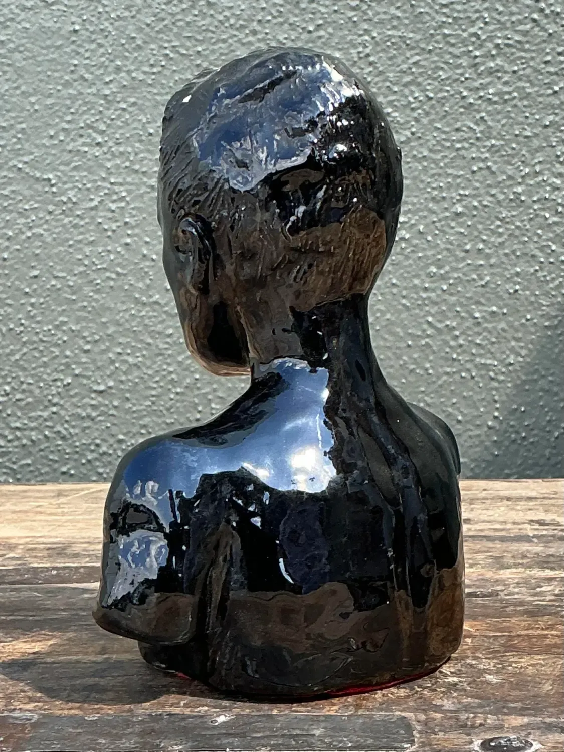 Vintage Glazed Ceramic Bust of Man - Ceramic, 5.25W x 6.5H — additional photo 2