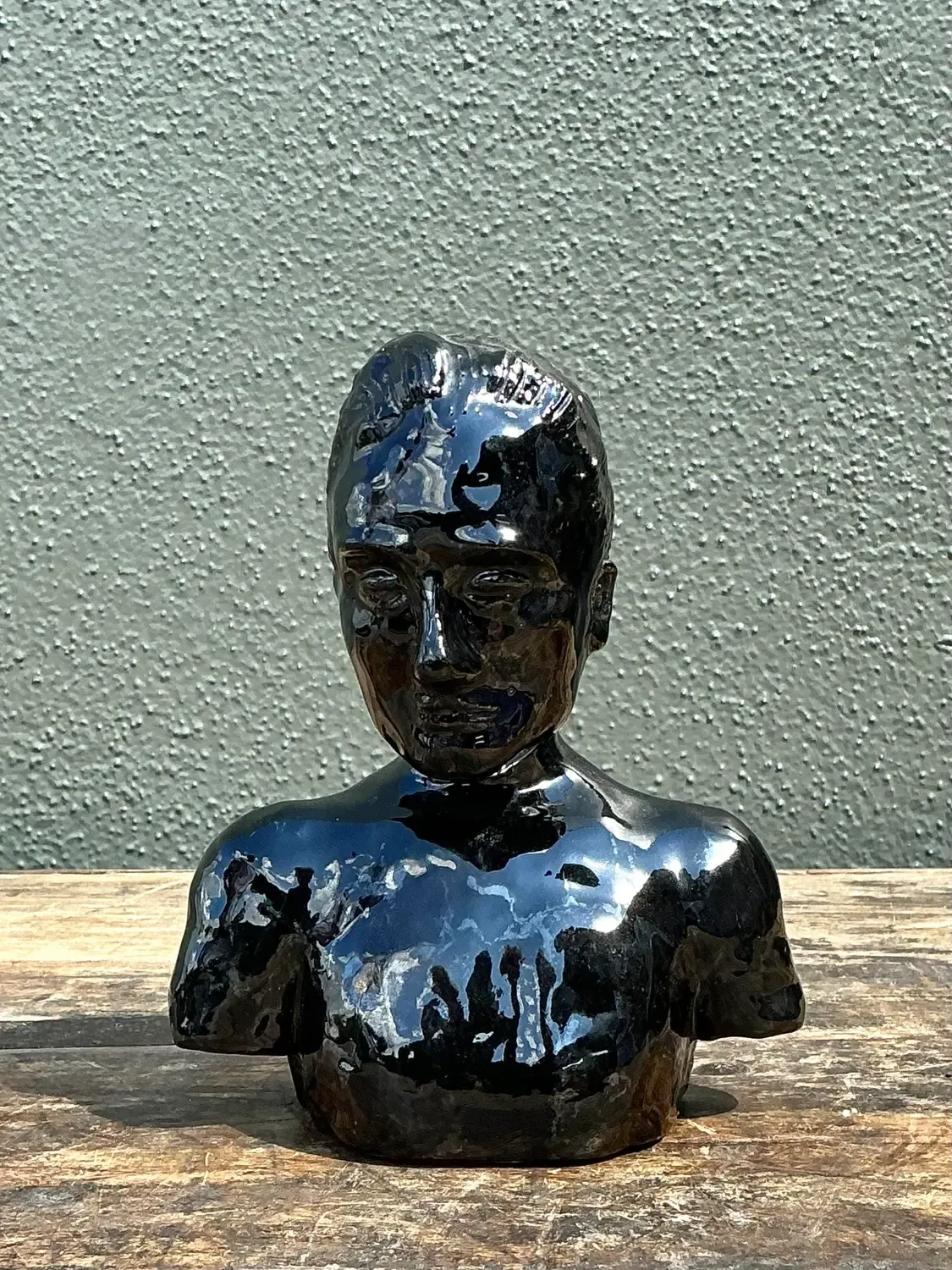 Vintage Glazed Ceramic Bust of Man - Ceramic, 5.25W x 6.5H — additional photo 6