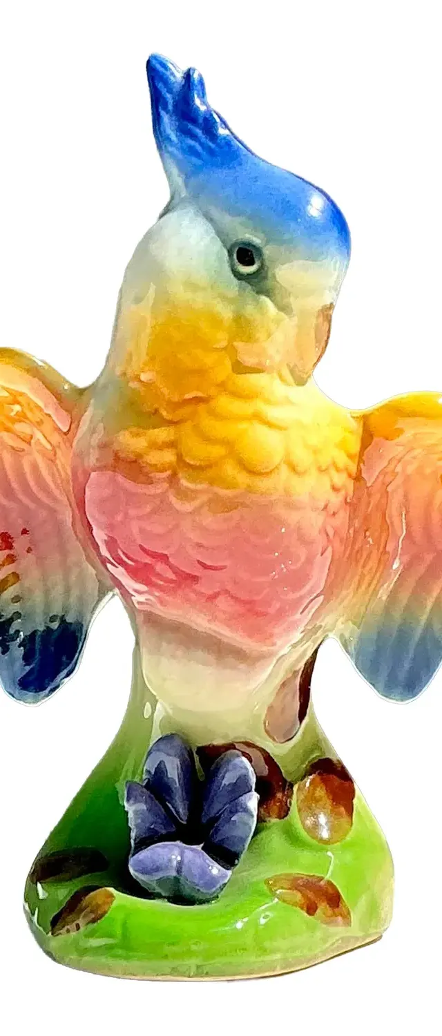 Vintage Glazed Ceramic Cockatoo