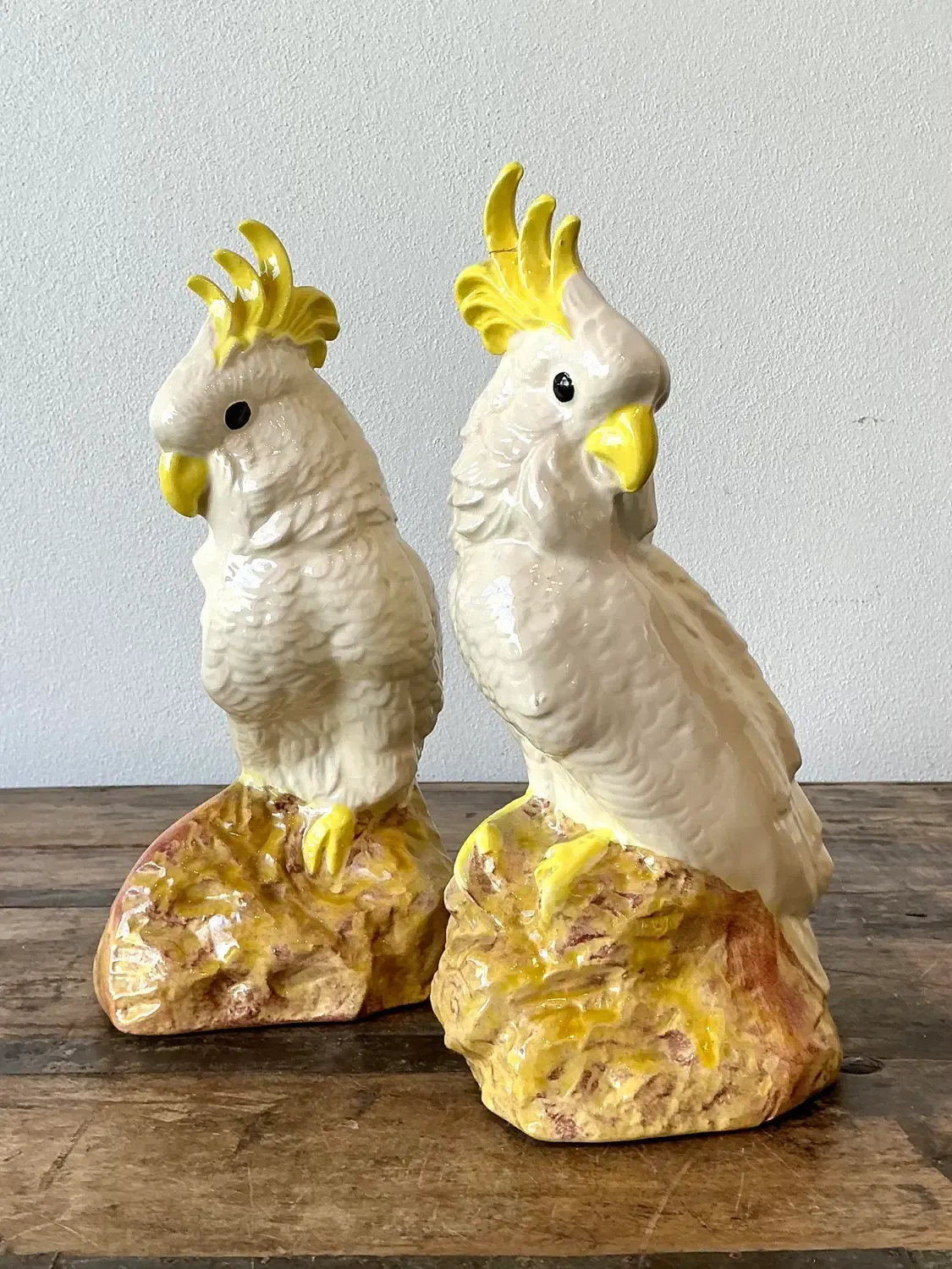 Vintage Glazed Ceramic Cockatoos - A Pair — additional photo 2