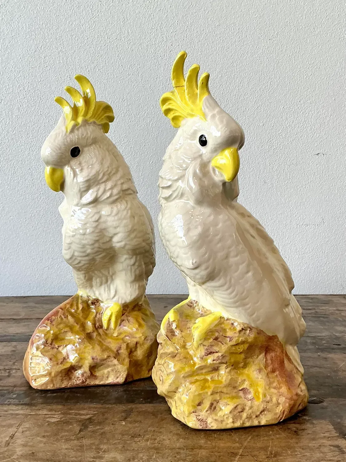 Vintage Glazed Ceramic Cockatoos - A Pair — additional photo 3