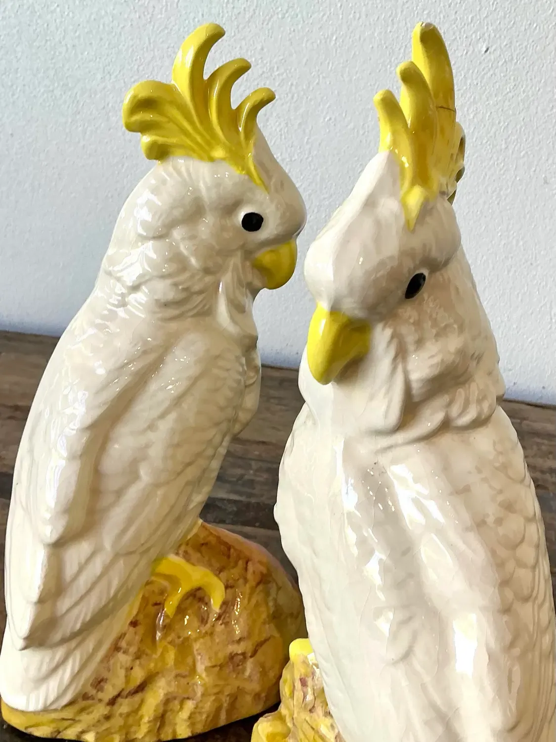 Vintage Glazed Ceramic Cockatoos - A Pair — additional photo 5