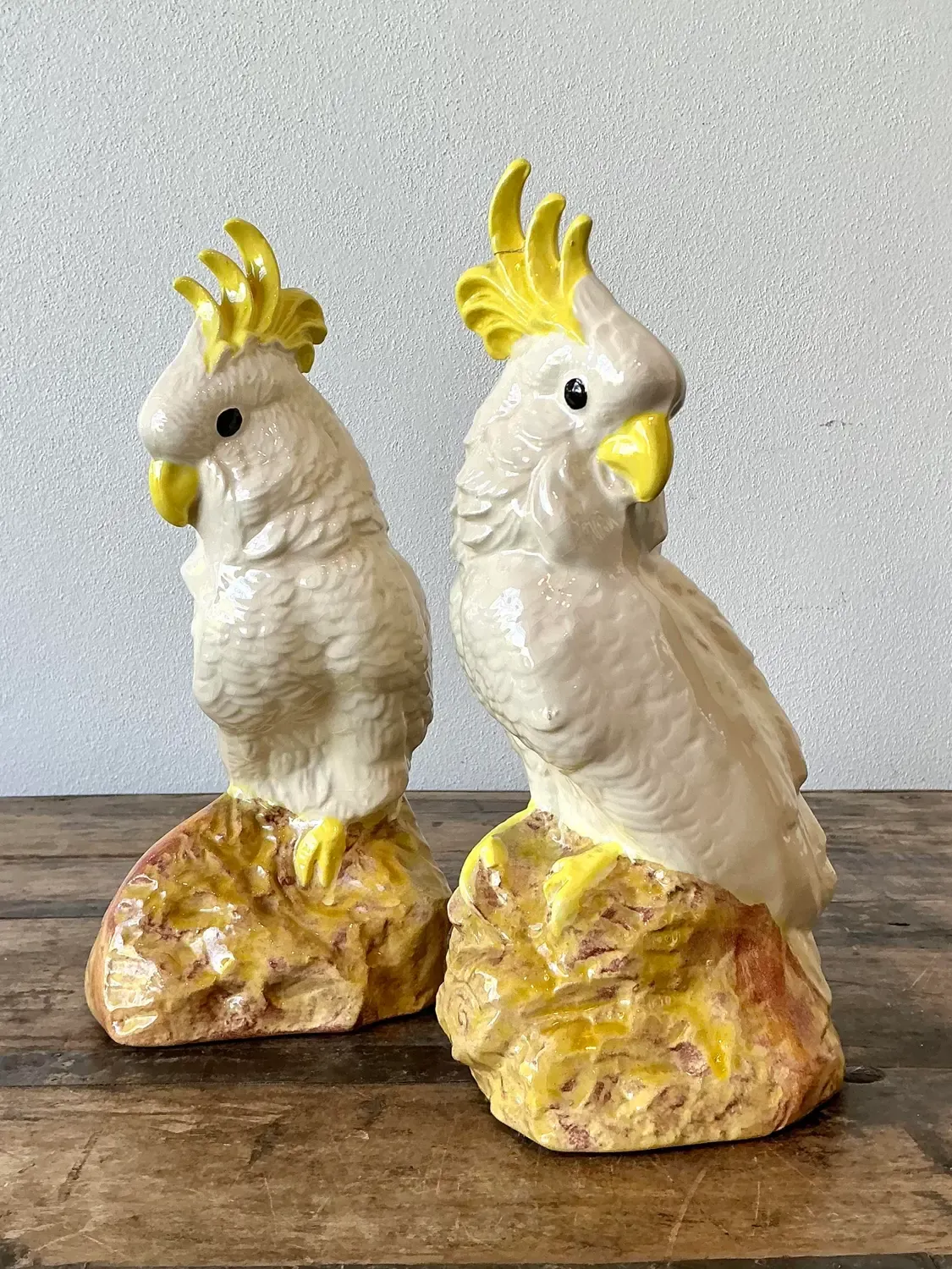 Vintage Glazed Ceramic Cockatoos - A Pair — additional photo 6