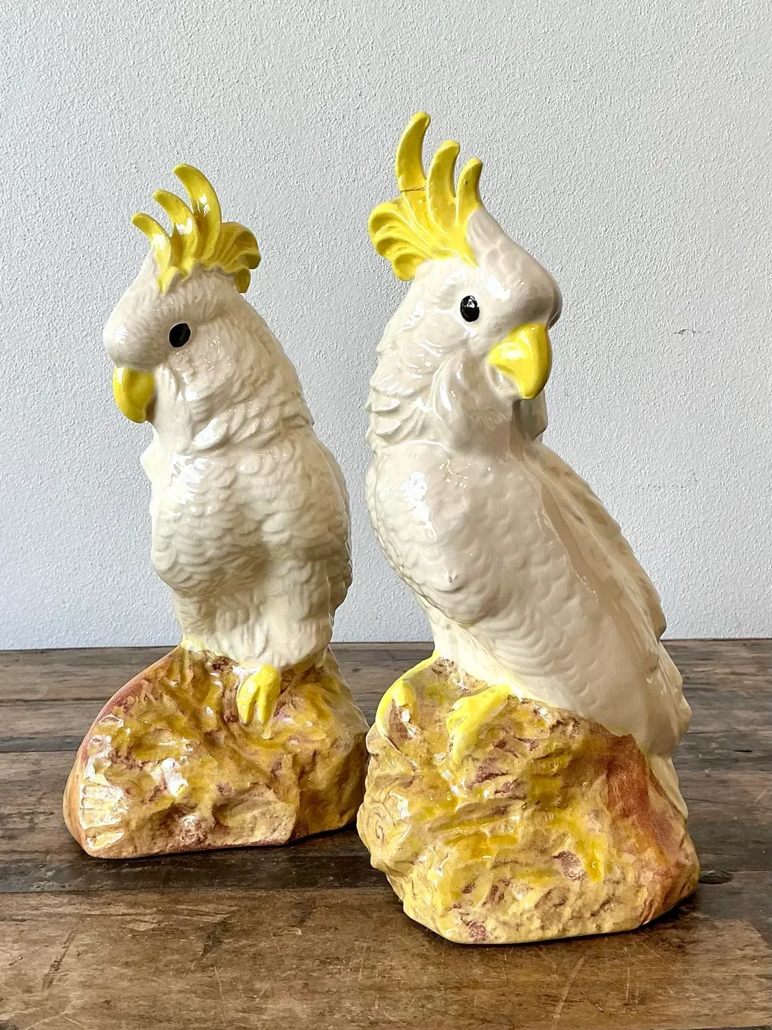 Vintage Glazed Ceramic Cockatoos - A Pair — additional photo 7