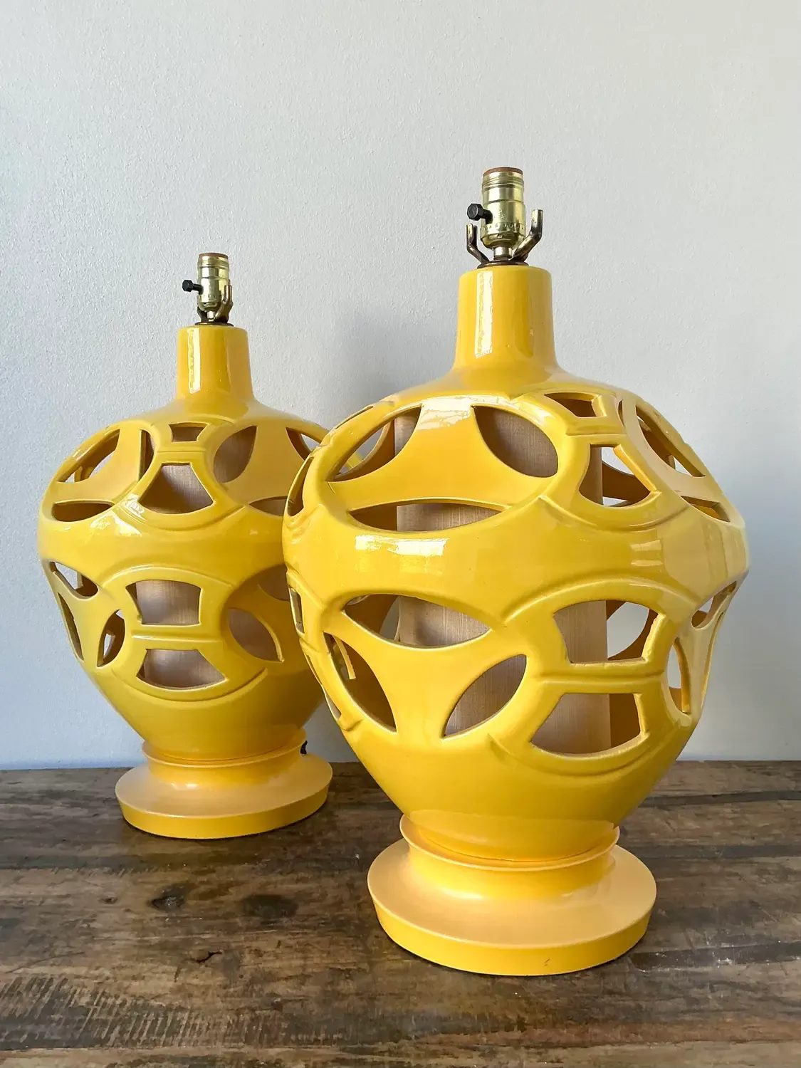 Vintage Glazed Ceramic Cutout Lamps - A Pair — additional photo 4