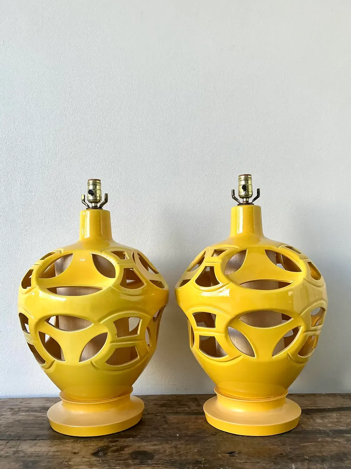 Vintage Glazed Ceramic Cutout Lamps - A Pair — additional photo 5