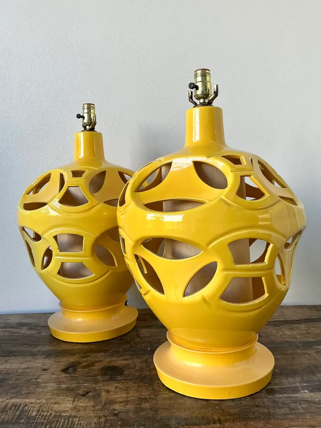 Vintage Glazed Ceramic Cutout Lamps - A Pair — additional photo 6