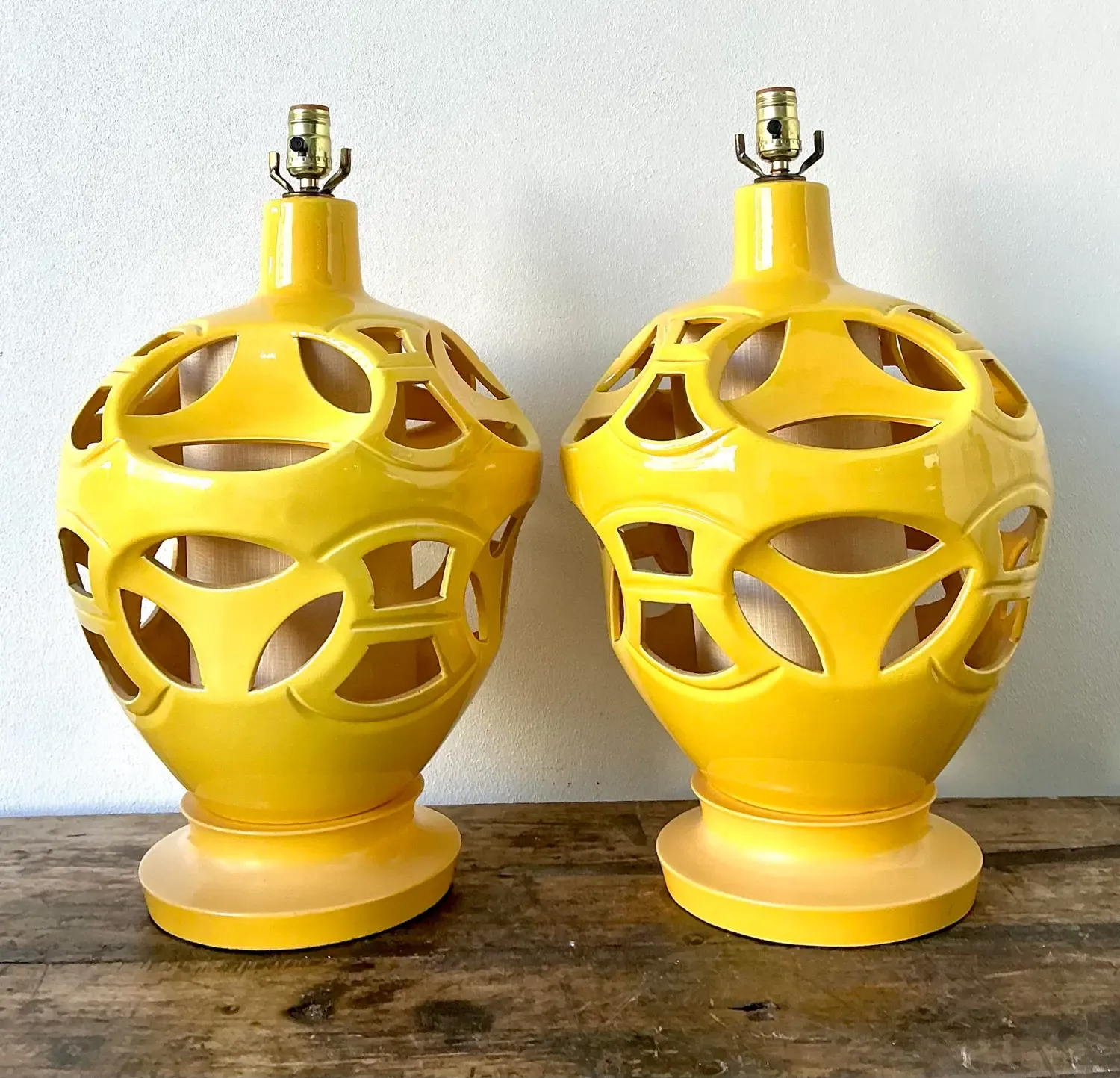 Vintage Glazed Ceramic Cutout Lamps - A Pair — additional photo 8