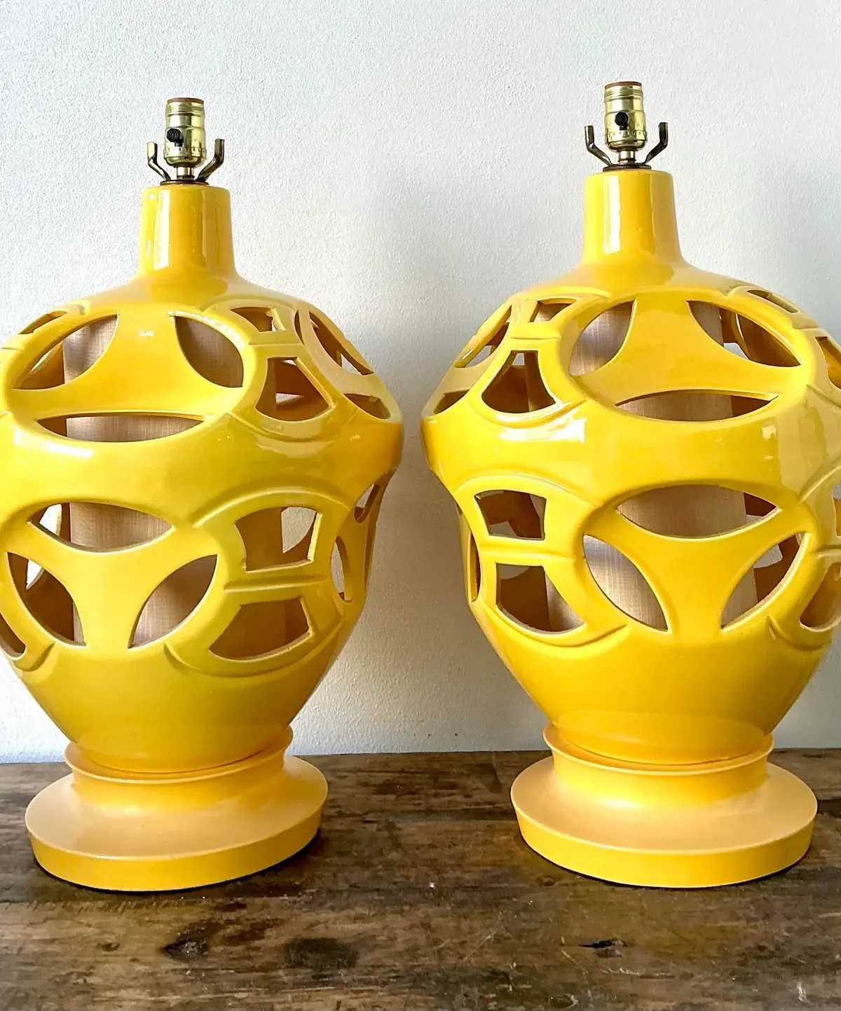 Vintage Glazed Ceramic Cutout Lamps - A Pair — additional photo 7