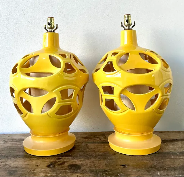 Vintage Glazed Ceramic Cutout Lamps - A Pair — additional photo 8