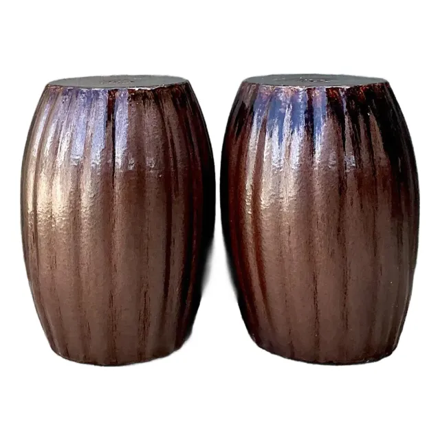 Vintage Glazed Ceramic Glazed Low Stools - A Pair — additional photo 1