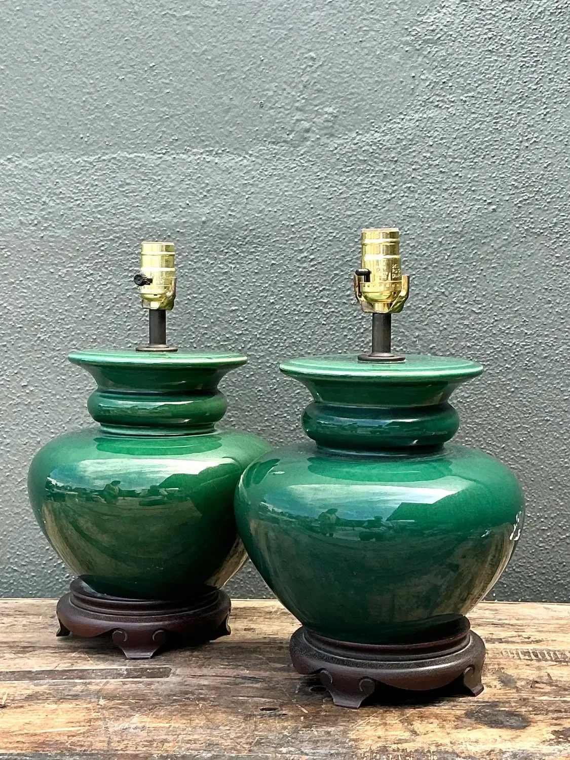 Vintage Glazed Ceramic Lamps - A Pair — additional photo 3