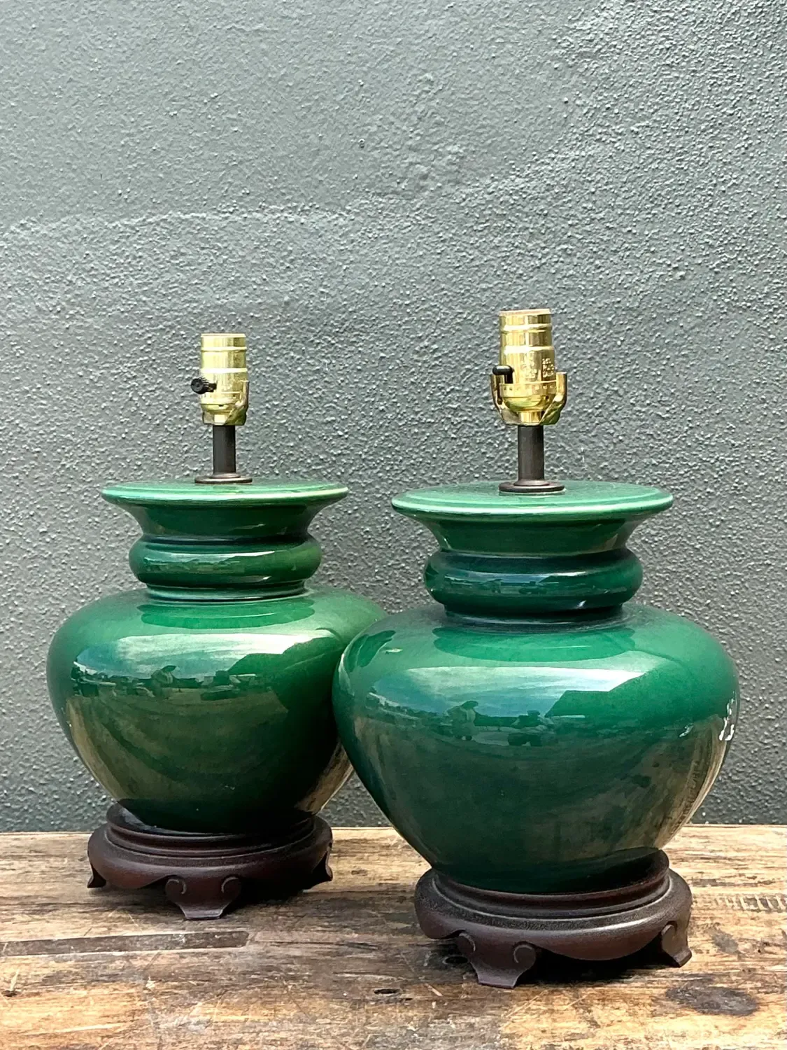 Vintage Glazed Ceramic Lamps - A Pair — additional photo 4