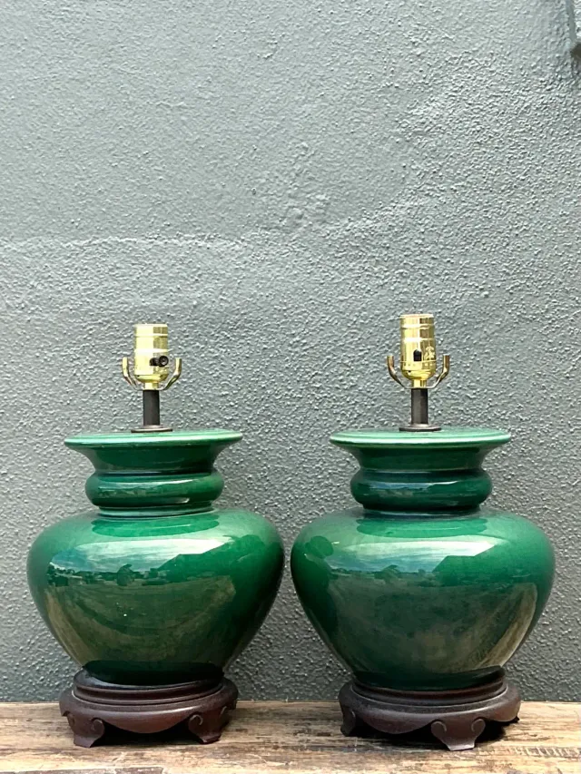 Vintage Glazed Ceramic Lamps - A Pair — additional photo 6