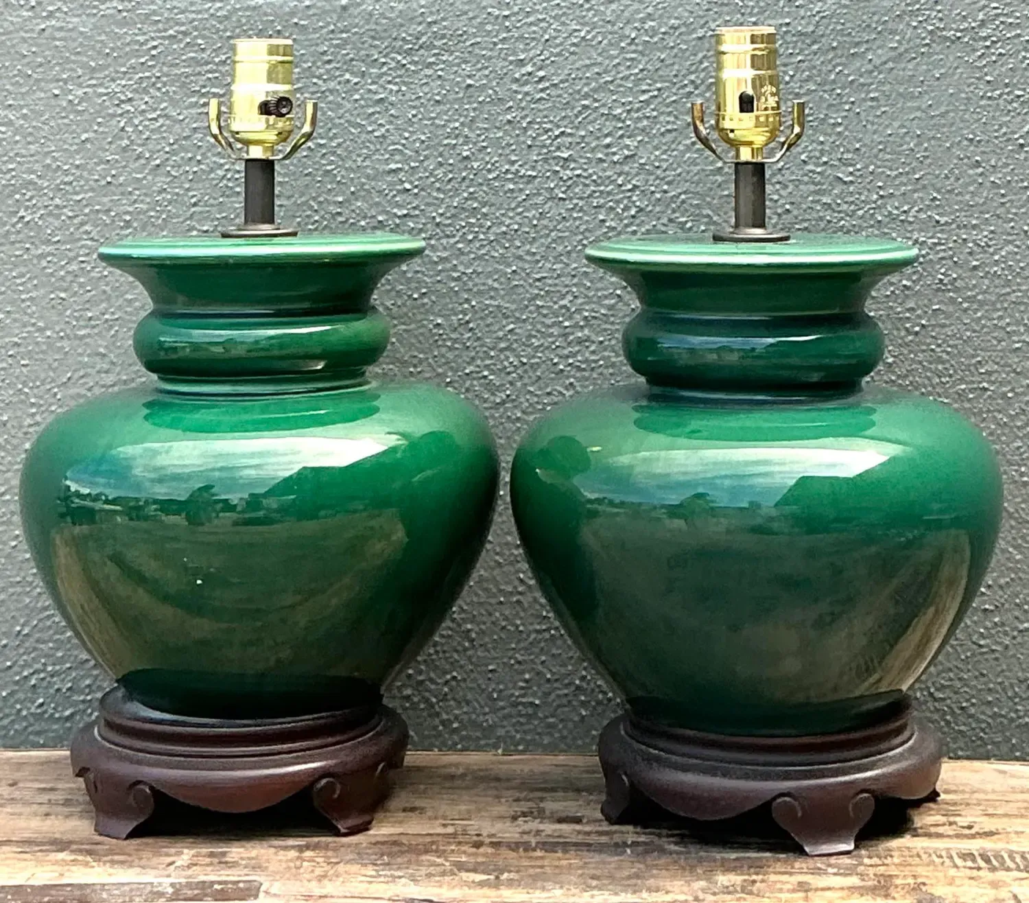 Vintage Glazed Ceramic Lamps - A Pair — additional photo 7