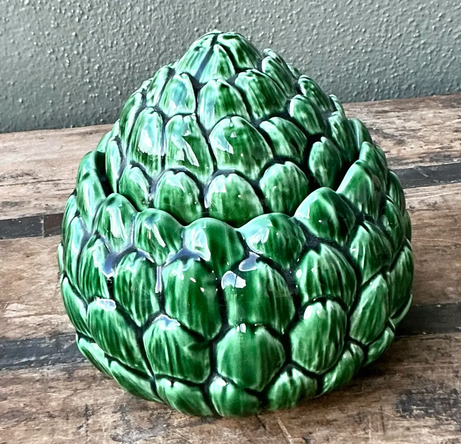 Vintage Glazed Ceramic Lidded Artichoke — additional photo 1