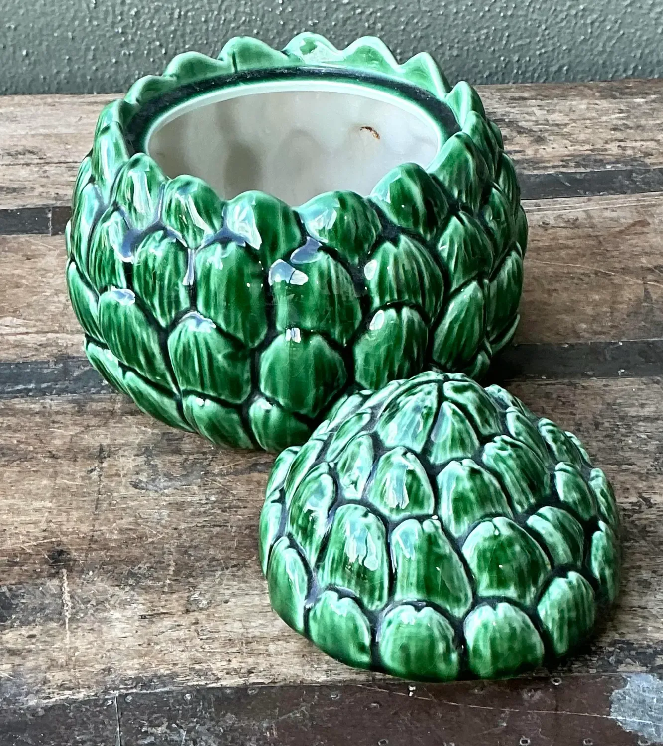 Vintage Glazed Ceramic Lidded Artichoke — additional photo 2