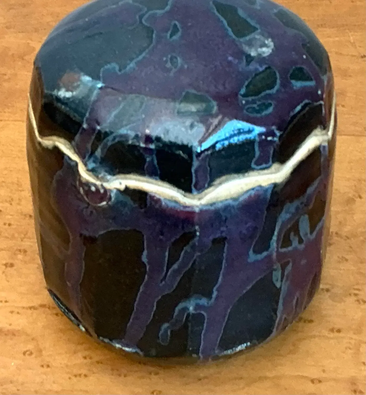 Vintage Glazed Ceramic Lidded Jar — additional photo 2