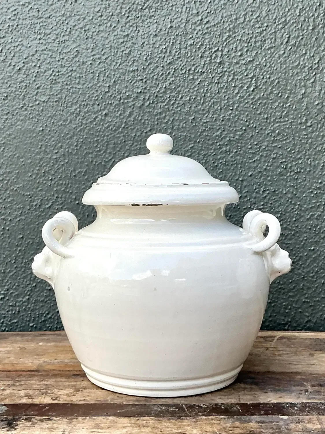 Vintage Glazed Ceramic Lidded Urn — additional photo 1