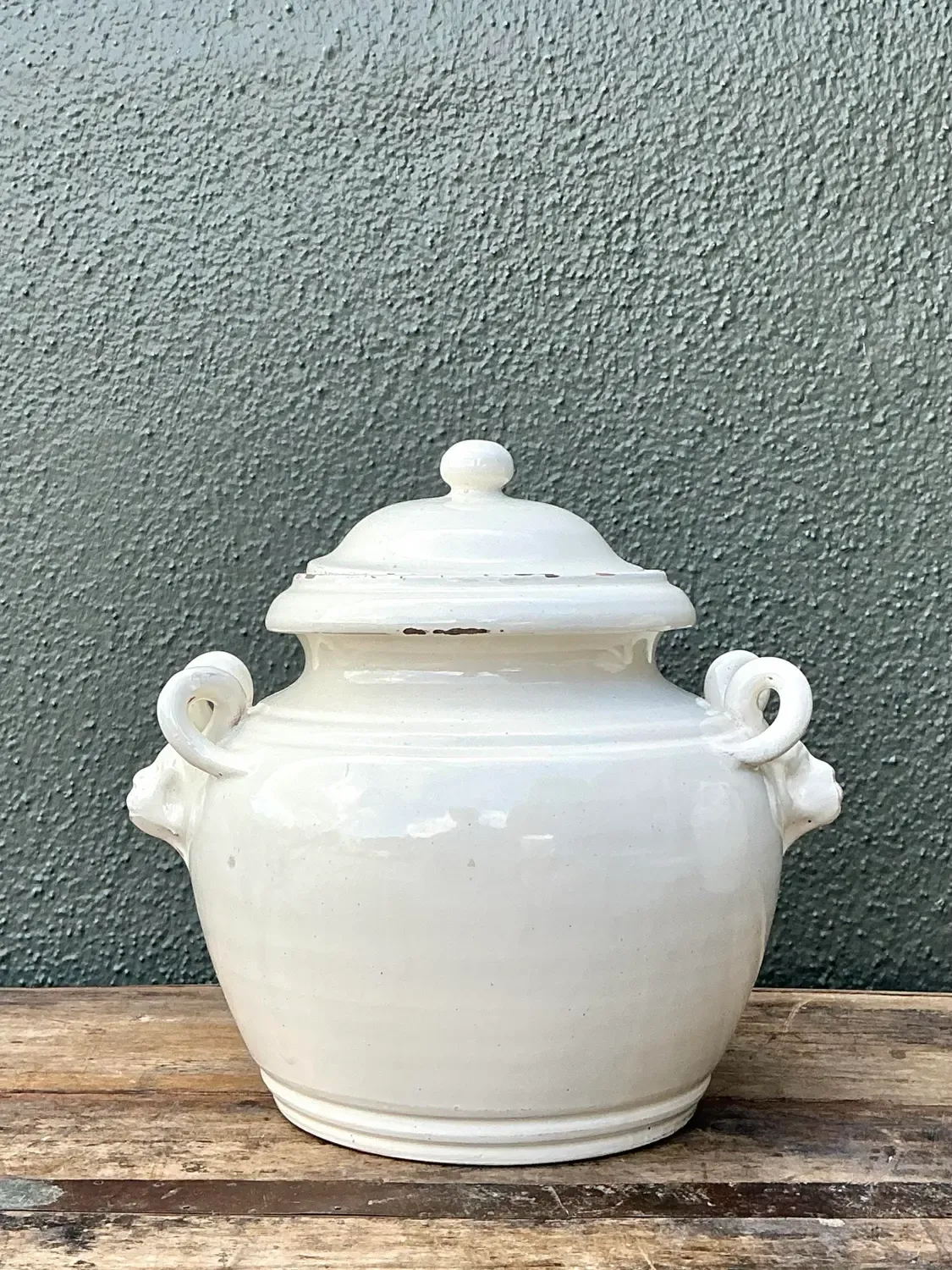 Vintage Glazed Ceramic Lidded Urn — additional photo 2